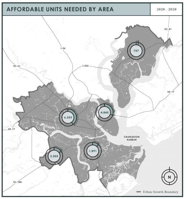Affordable housing units needed between 2020 and 2030